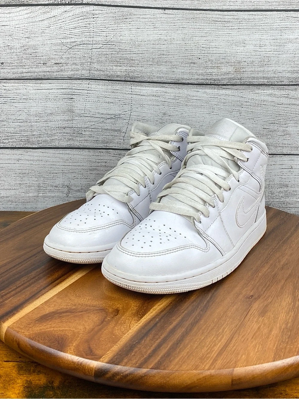 Nike Air Jordan 1 Mid Triple White Men’s Shoes 554724-136 Sneaker Size 8